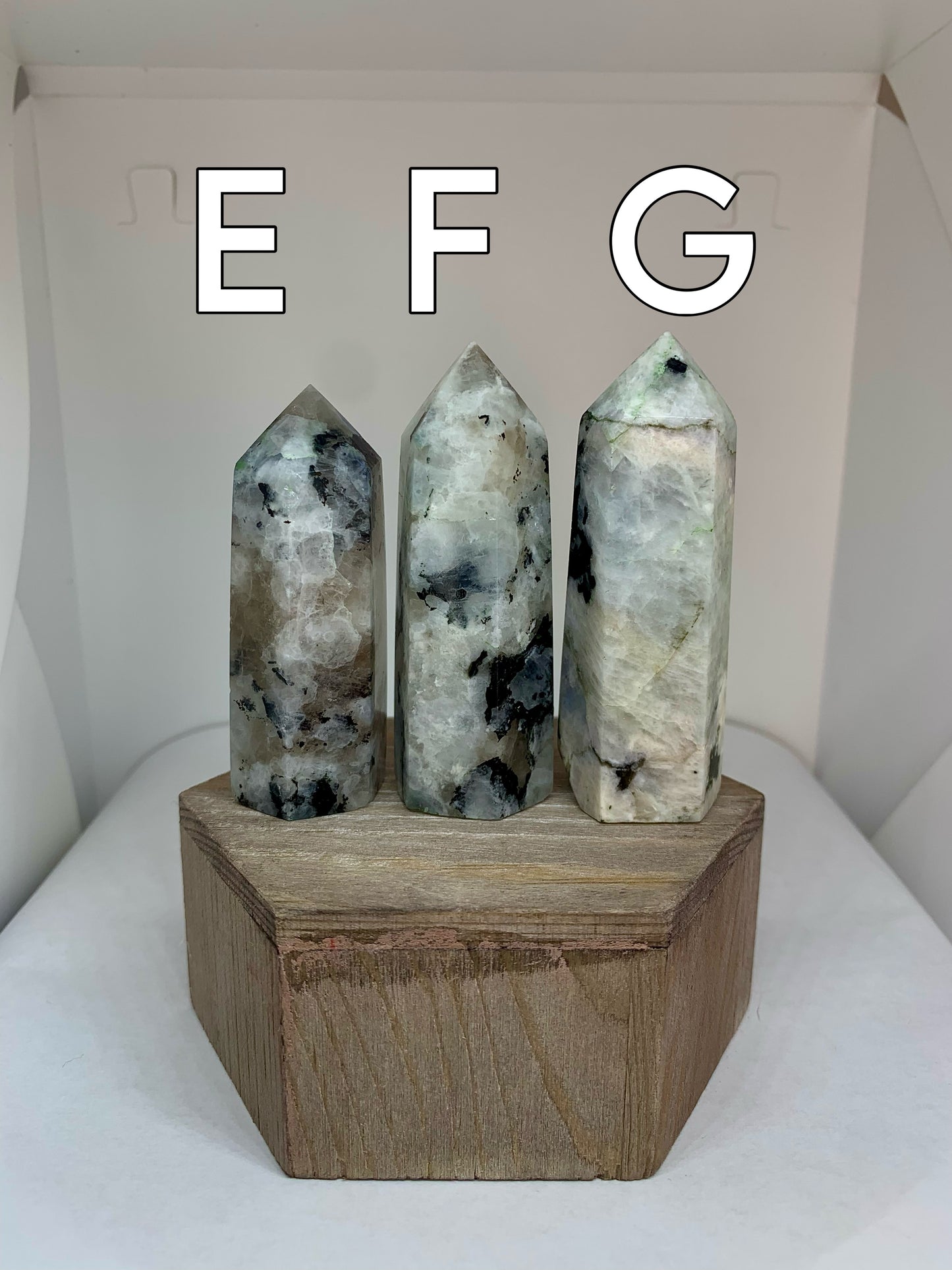 FLASHY Rainbow Moonstone Crystal Polished Towers Mineral Points (you choose)