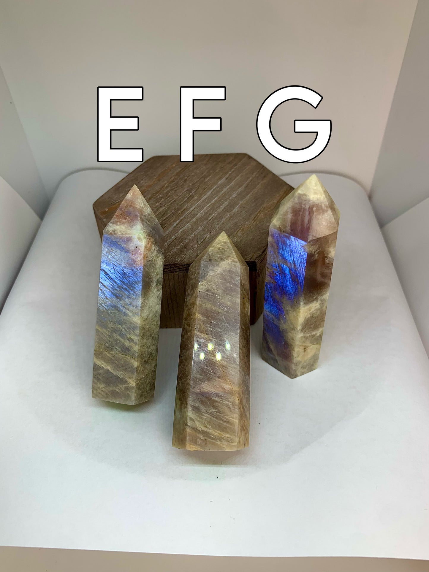 FLASHY Peach Moonstone Crystal Polished Tower Mineral Points (you choose)