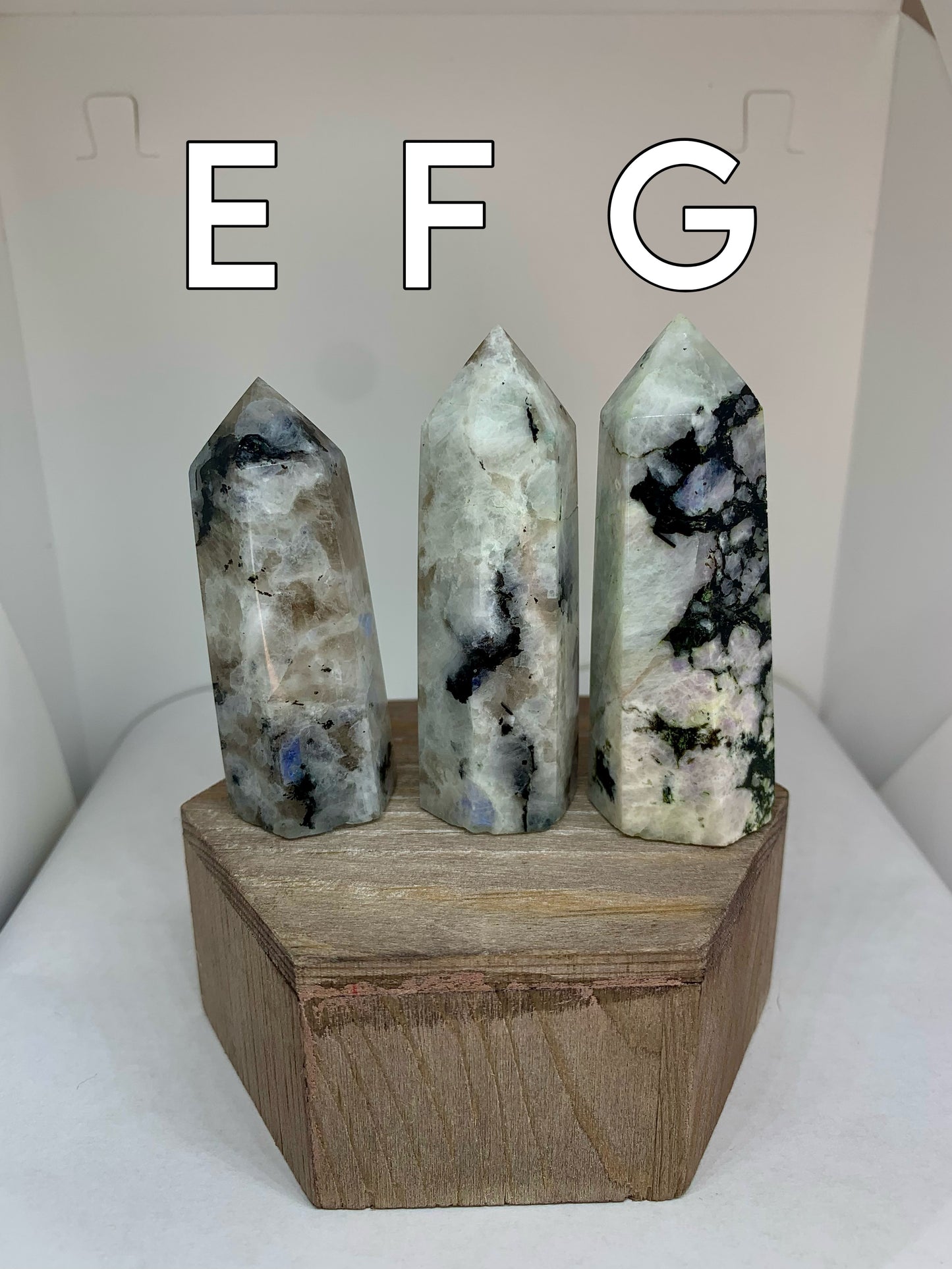 FLASHY Rainbow Moonstone Crystal Polished Towers Mineral Points (you choose)