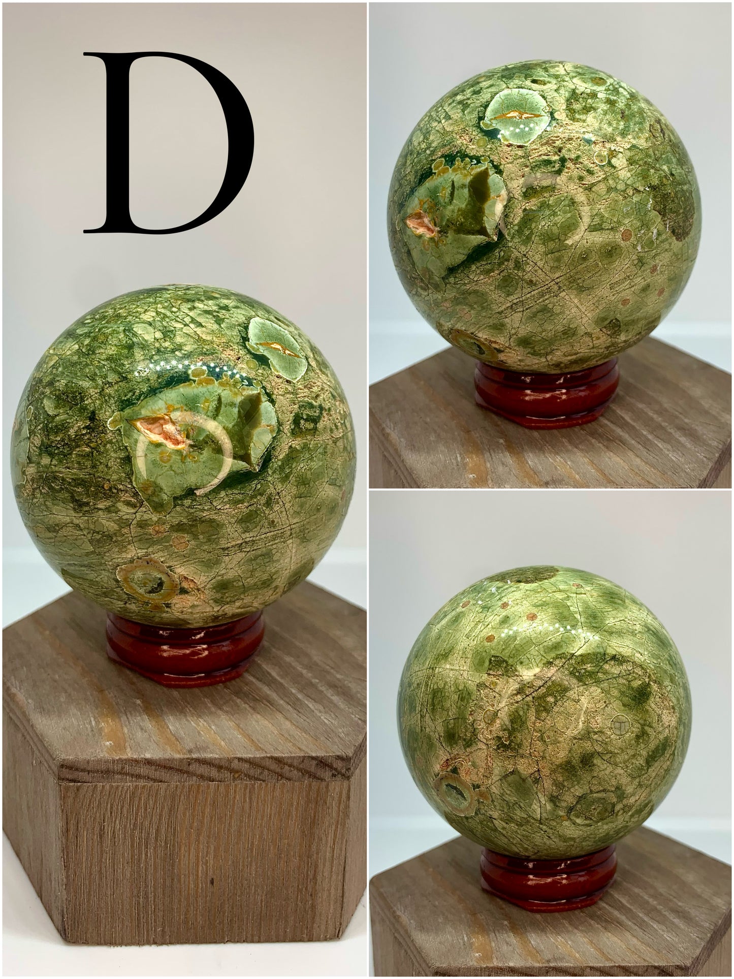 VIBRANT Crystal Rainforest Jasper Rhyolite Mineral Polished Sphere Carvings WITH Sphere Stand