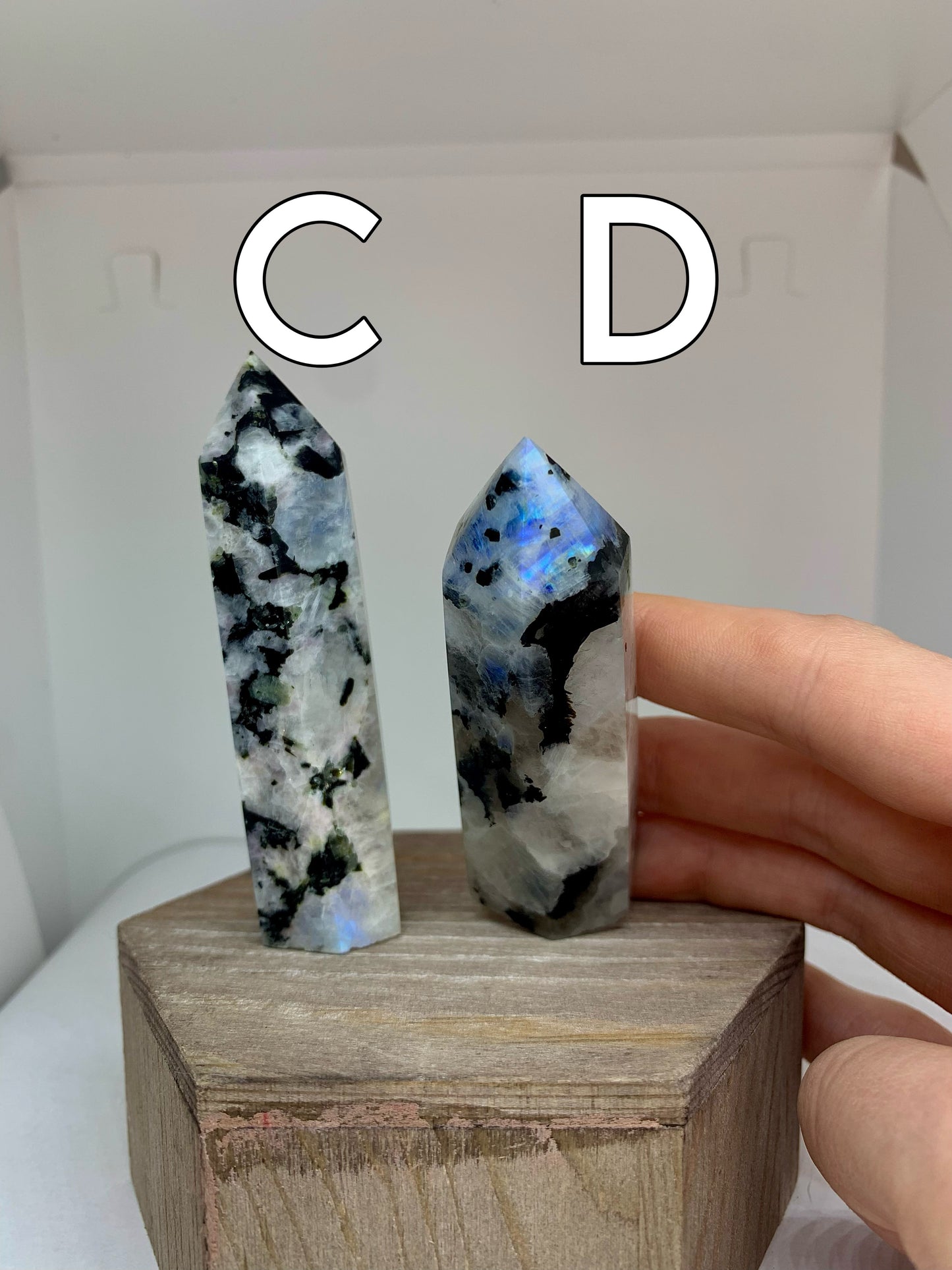 FLASHY Rainbow Moonstone Crystal Polished Towers Mineral Points (you choose)