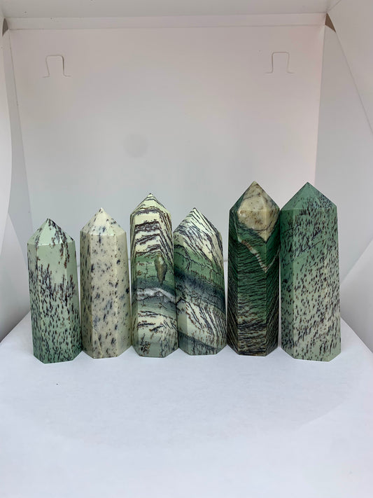 Dendritic Jade Crystal Polished Tower Point Carving (YOU CHOOSE)