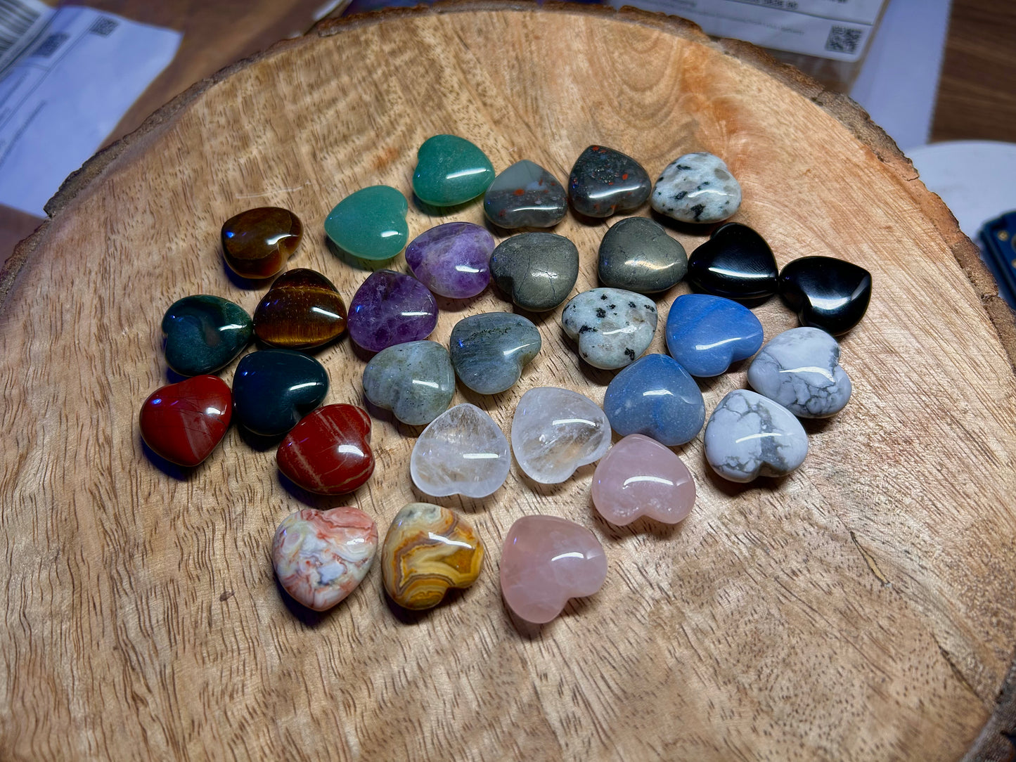 Crystal Mini Heart Carvings Love Pocket Stone in Multiple Mineral Varieties, Quartz, Labradorite, Pyrite, Tigers Eye, Howlite, Jaspers