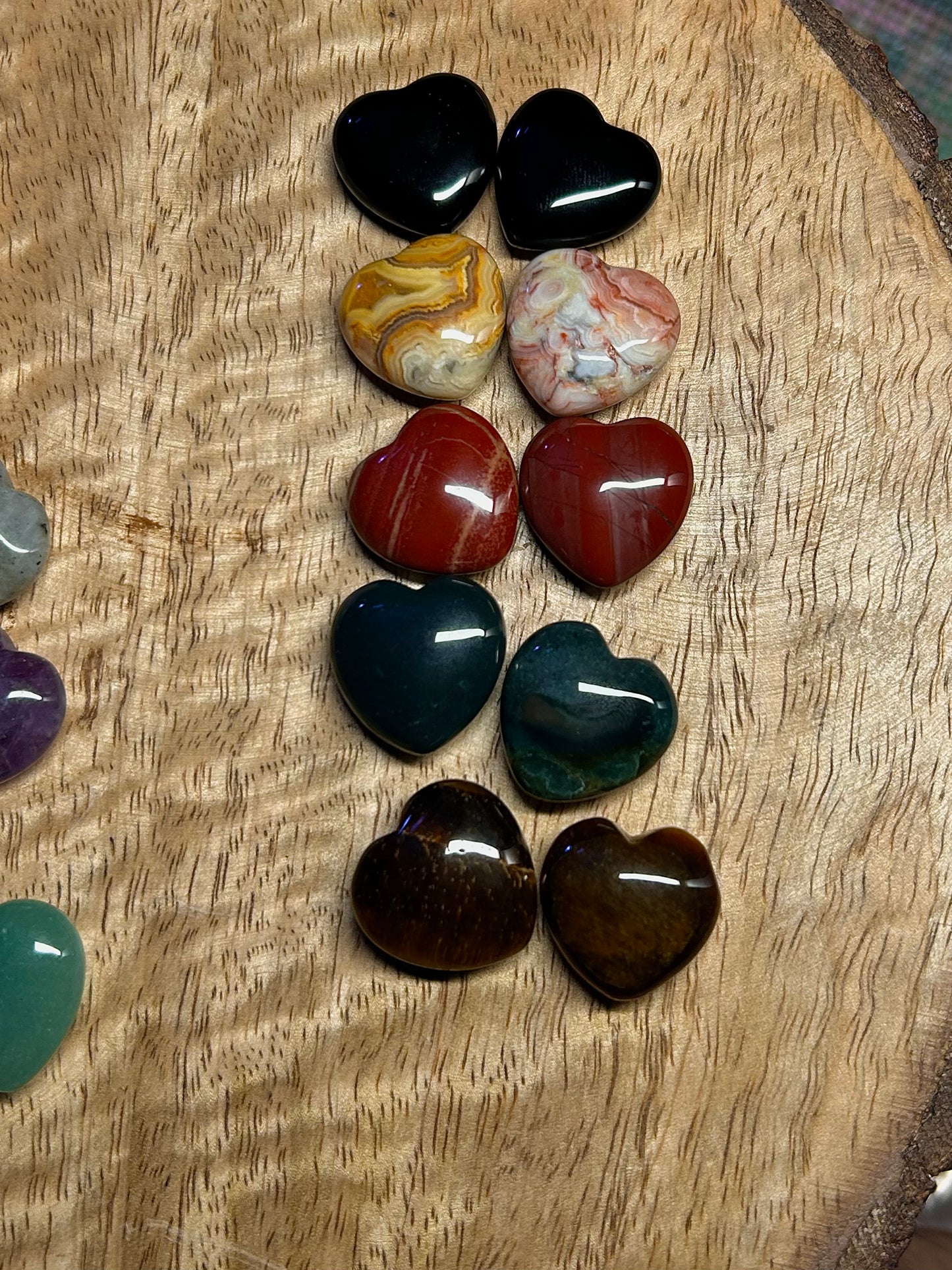 Crystal Mini Heart Carvings Love Pocket Stone in Multiple Mineral Varieties, Quartz, Labradorite, Pyrite, Tigers Eye, Howlite, Jaspers