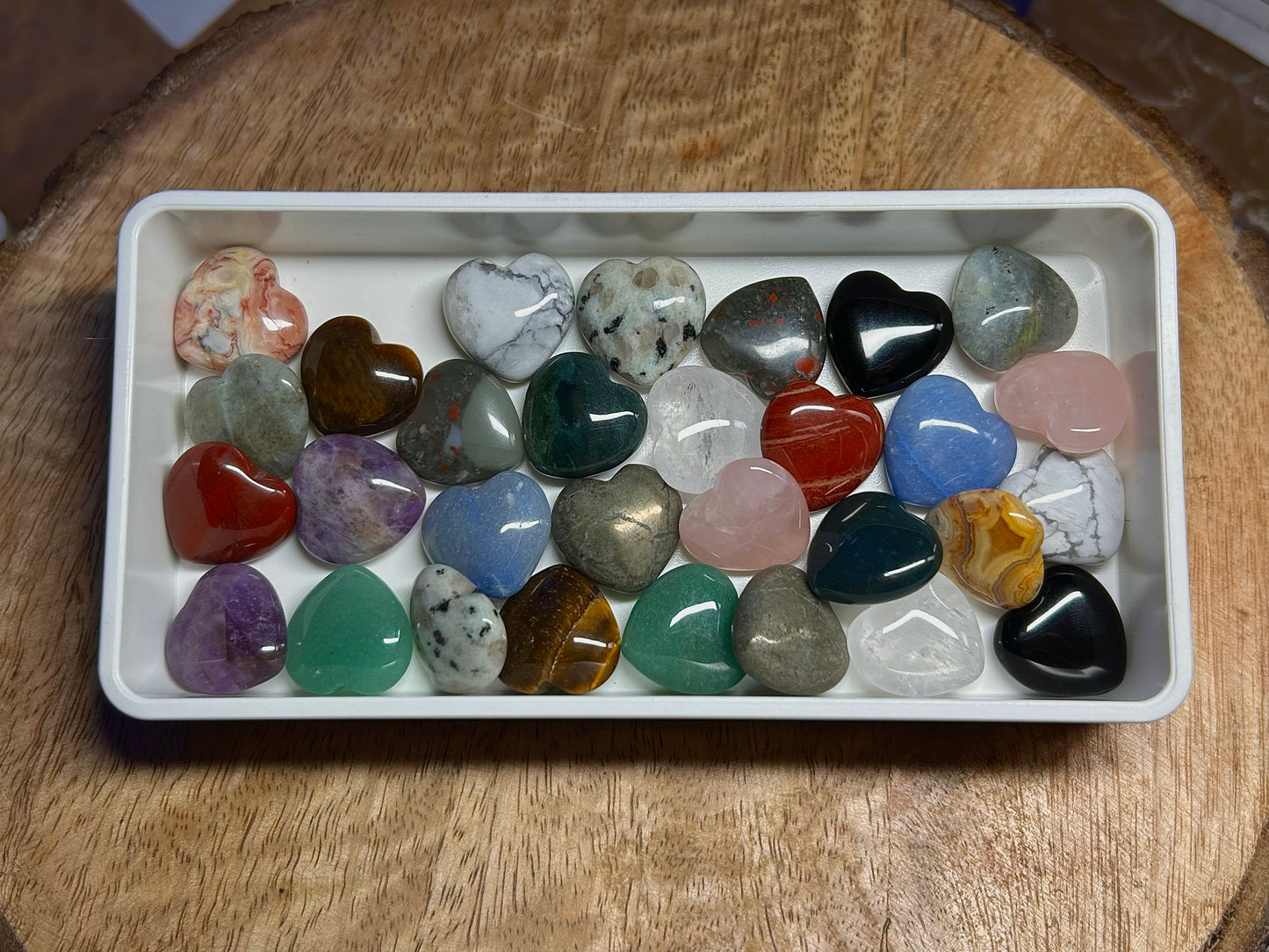 Crystal Mini Heart Carvings Love Pocket Stone in Multiple Mineral Varieties, Quartz, Labradorite, Pyrite, Tigers Eye, Howlite, Jaspers