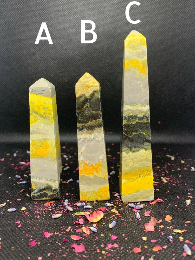 Bumblebee Jasper Polished Crystal Carved Obelisk / Tower ( YOU CHOOSE )