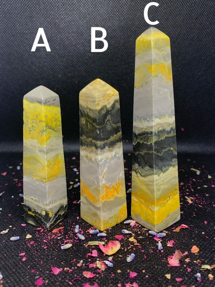 Bumblebee Jasper Polished Crystal Carved Obelisk / Tower ( YOU CHOOSE )