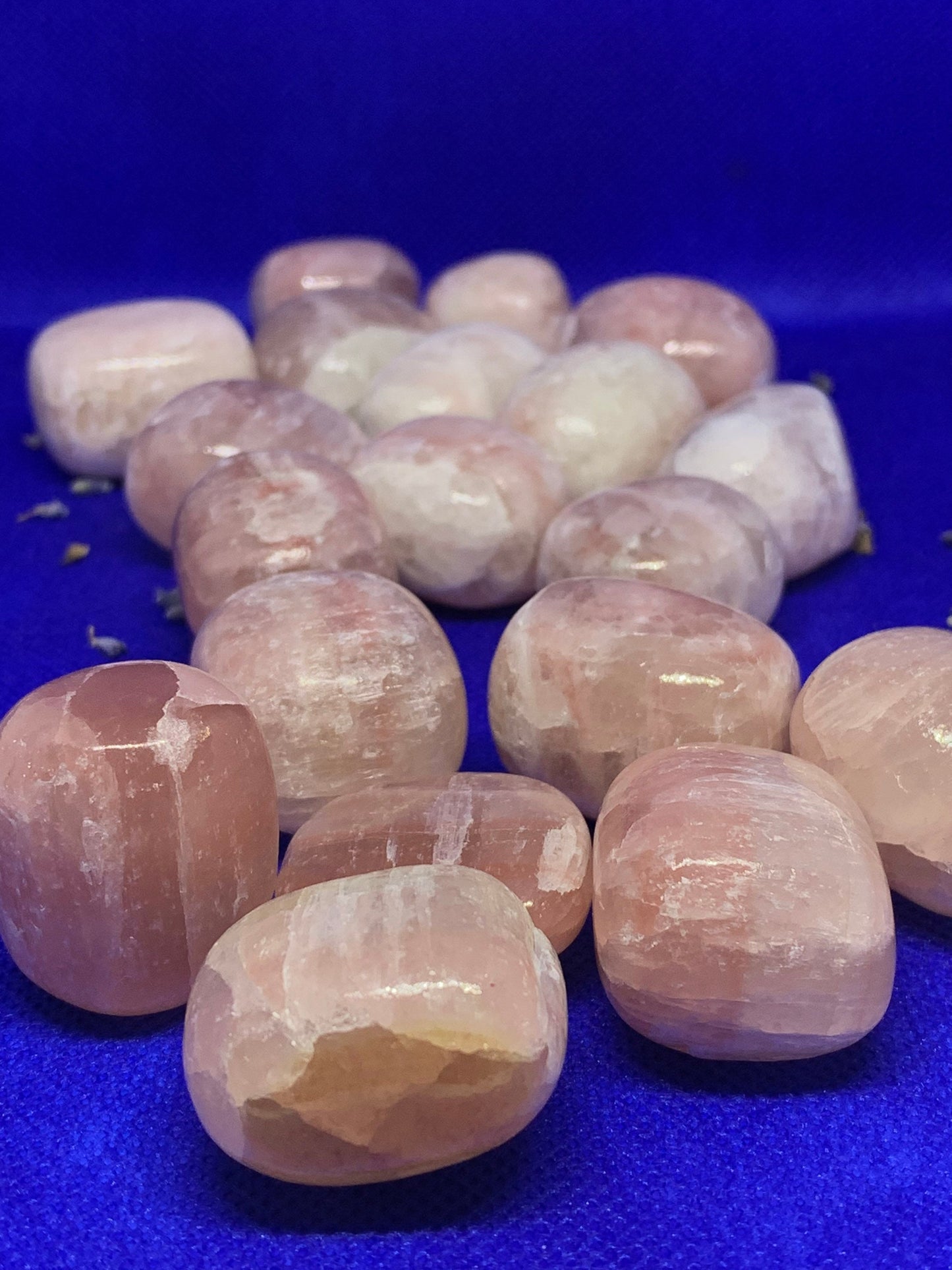 Pink Strawberry Calcite Tumbled Stone Crystal Polished Carved Mineral