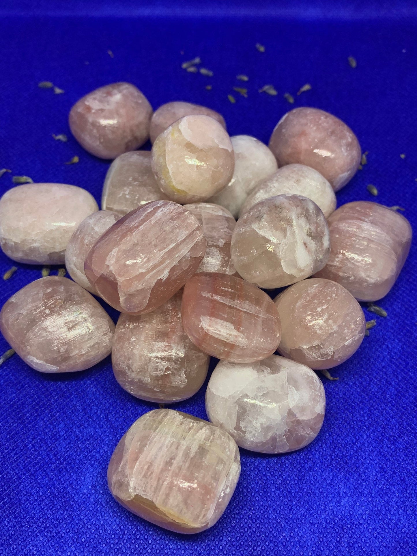 Pink Strawberry Calcite Tumbled Stone Crystal Polished Carved Mineral