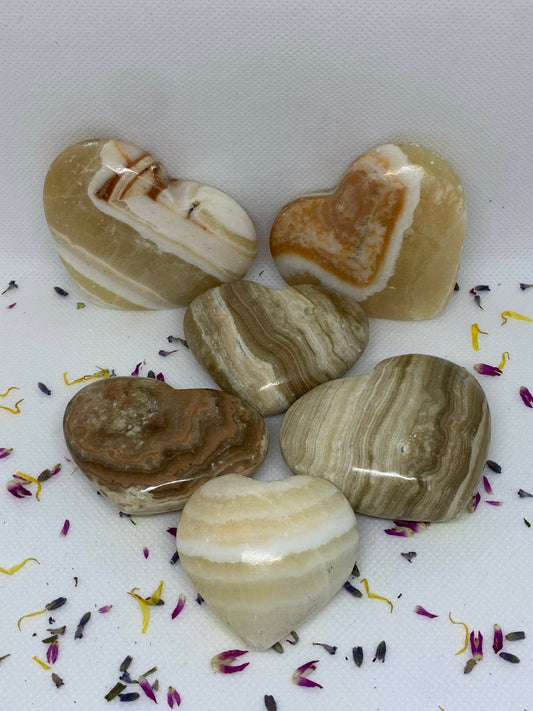 Polished Aragonite Crystal Heart Carvings ( YOU CHOOSE )