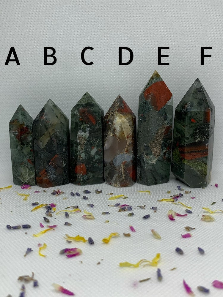 African Bloodstone Crystal Polished Carved Towers / Points ( YOU CHOOSE )