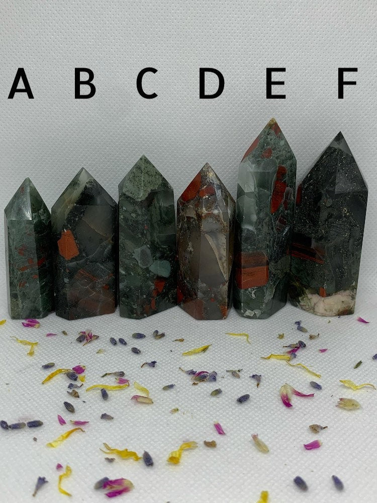 African Bloodstone Crystal Polished Carved Towers / Points ( YOU CHOOSE )