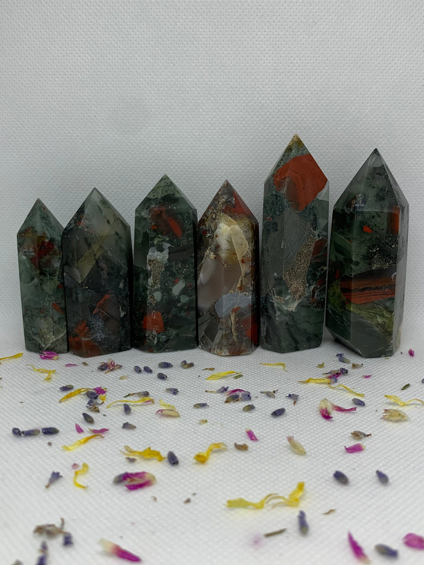 African Bloodstone Crystal Polished Carved Towers / Points ( YOU CHOOSE )