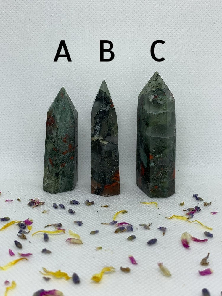 African Bloodstone Crystal Polished Carved Towers / Points ( YOU CHOOSE )