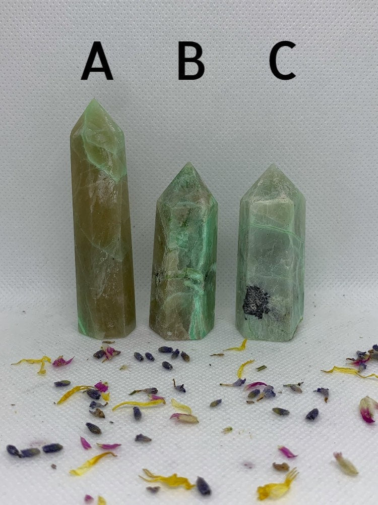 Garnierite / Green Moonstone Crystal Carved Towers / Points ( YOU CHOOSE )