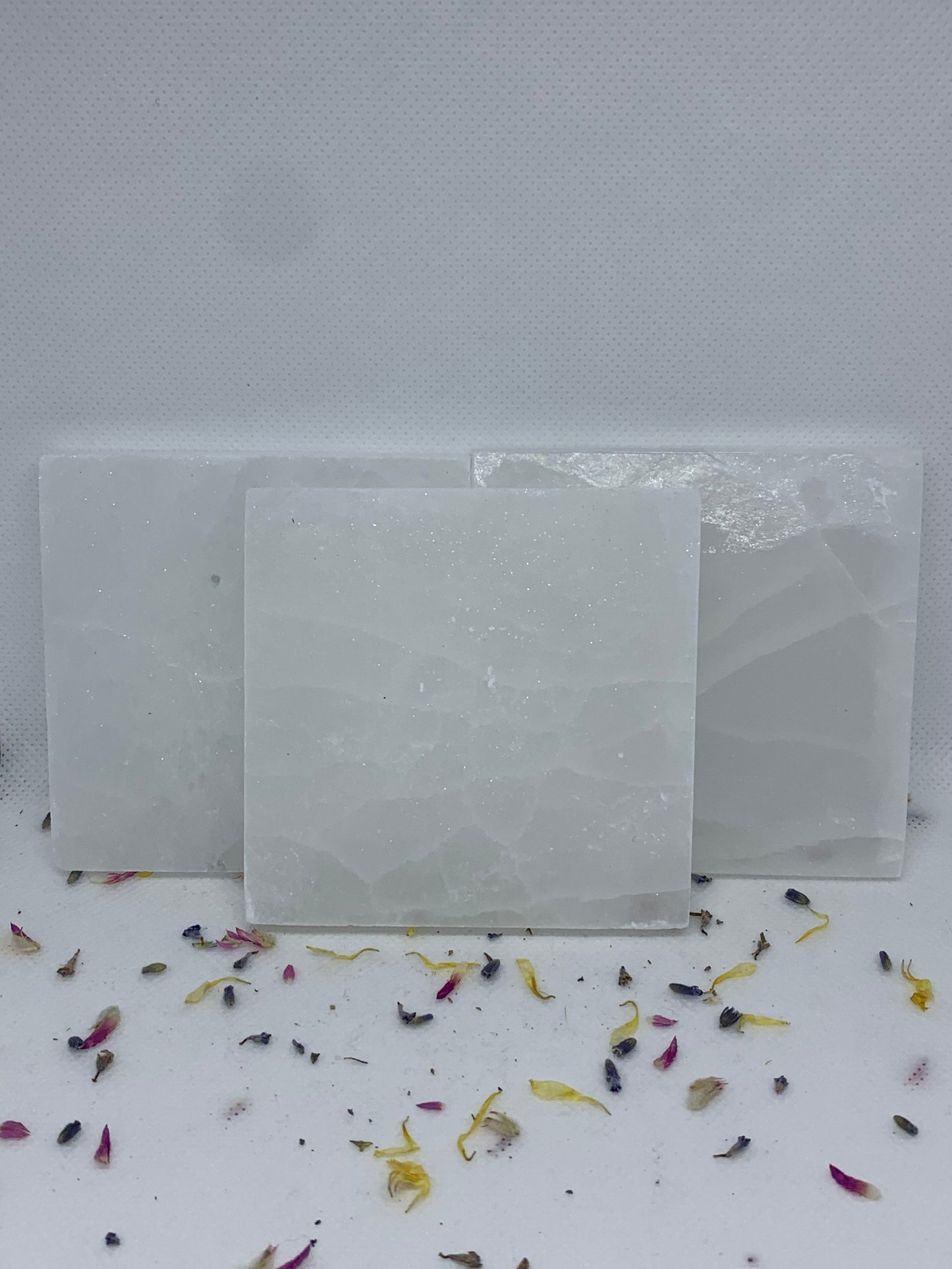 3.25 Inch Selenite Crystal Polished Square Charging Plate / Tile Mineral Stone