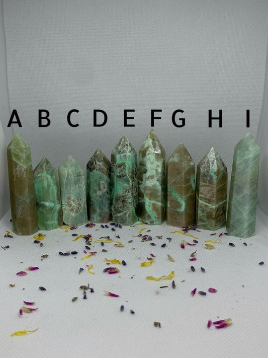 Garnierite / Green Moonstone Crystal Carved Towers / Points ( YOU CHOOSE )