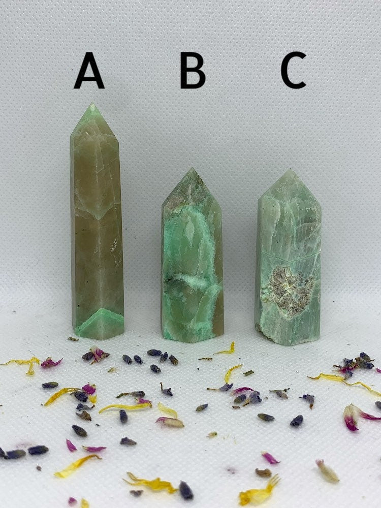 Garnierite / Green Moonstone Crystal Carved Towers / Points ( YOU CHOOSE )