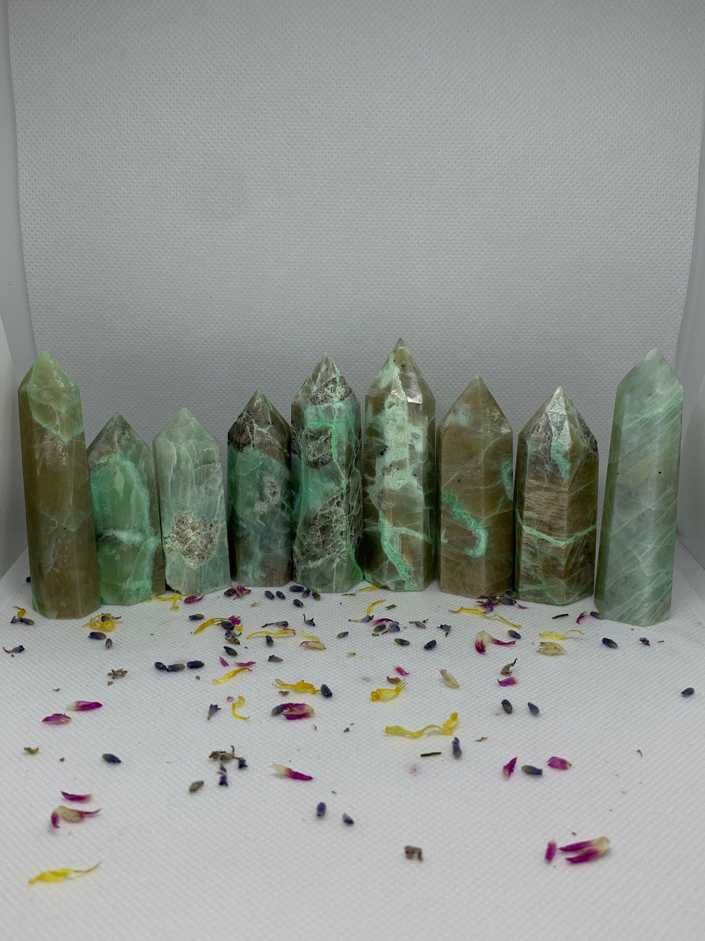 Garnierite / Green Moonstone Crystal Carved Towers / Points ( YOU CHOOSE )