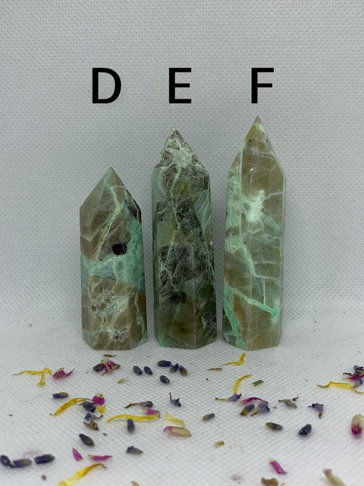 Garnierite / Green Moonstone Crystal Carved Towers / Points ( YOU CHOOSE )