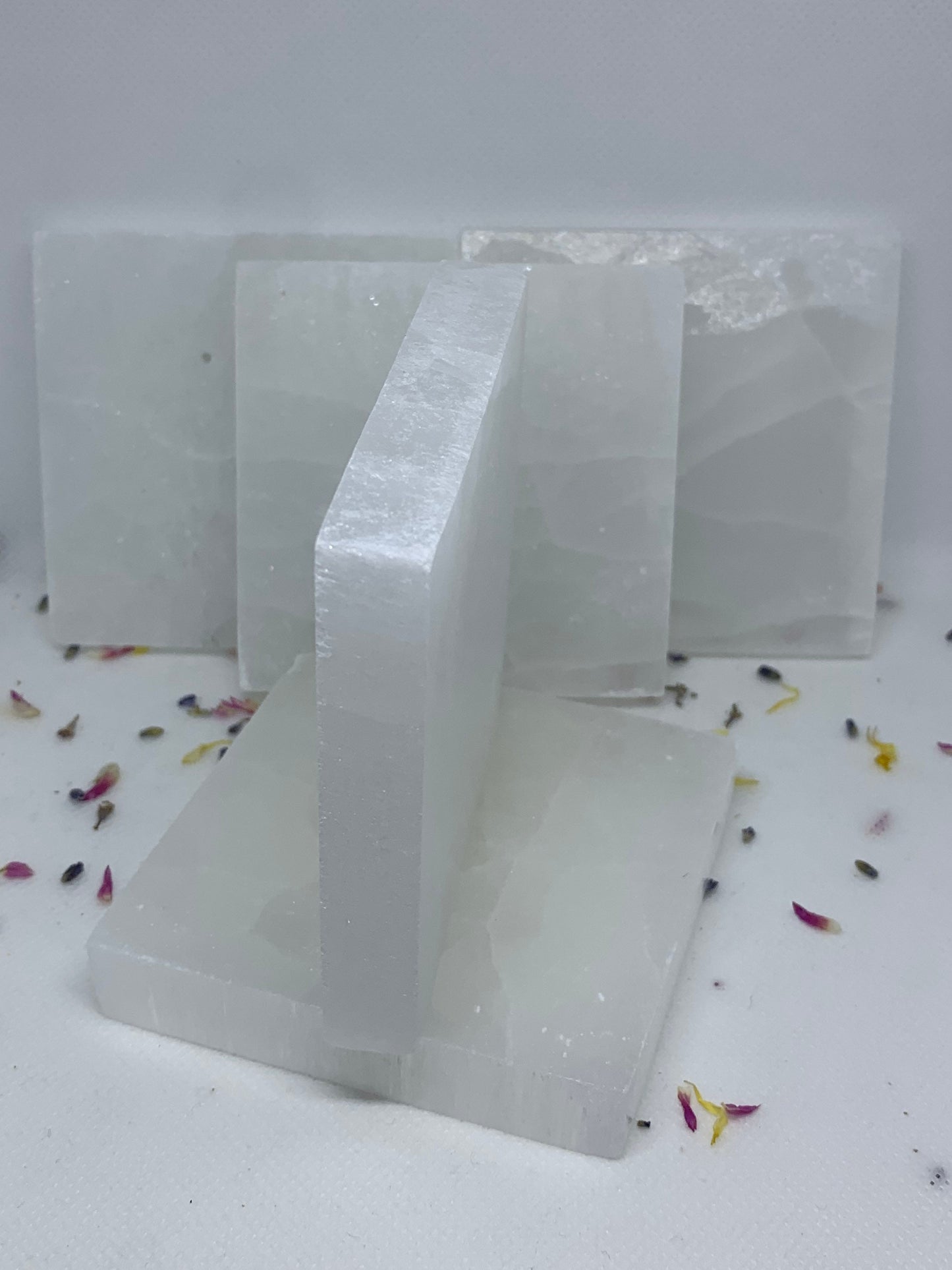 3.25 Inch Selenite Crystal Polished Square Charging Plate / Tile Mineral Stone