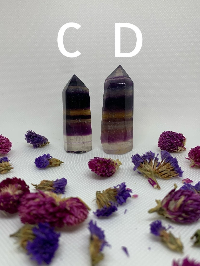 Multicolor Rainbow Fluorite Polished Crystal Carved Towers ( YOU CHOOSE )