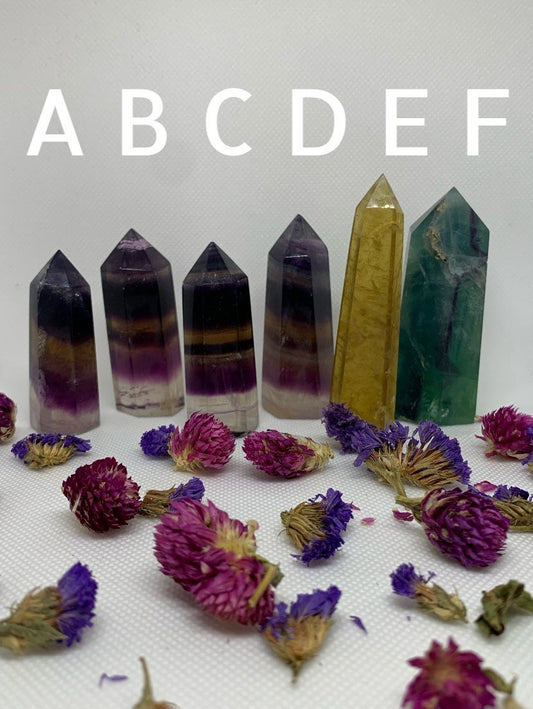 Multicolor Rainbow Fluorite Polished Crystal Carved Towers ( YOU CHOOSE )