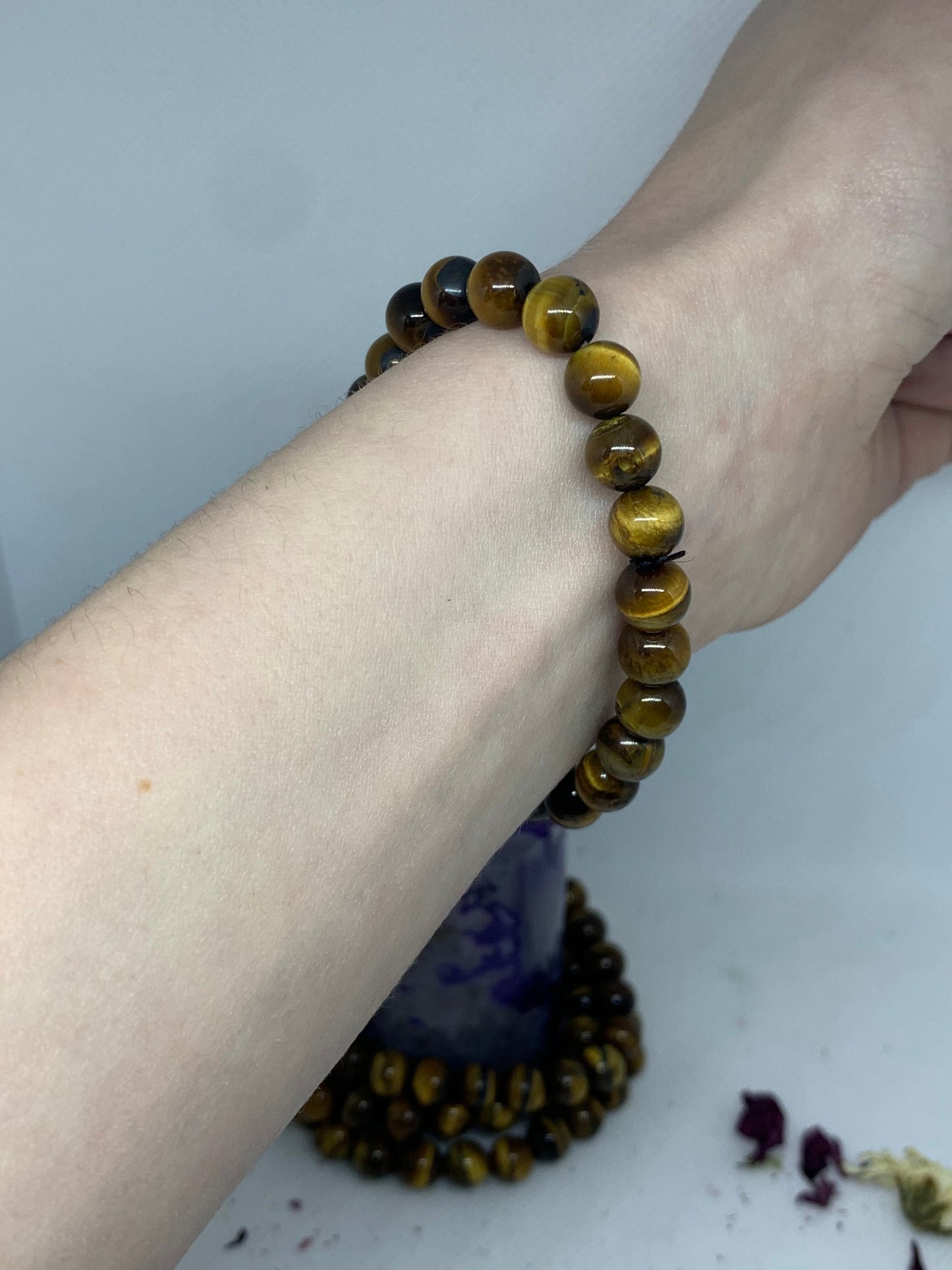 6 mm Golden Tigers Eye Beaded Crystal Stretchy Bracelets