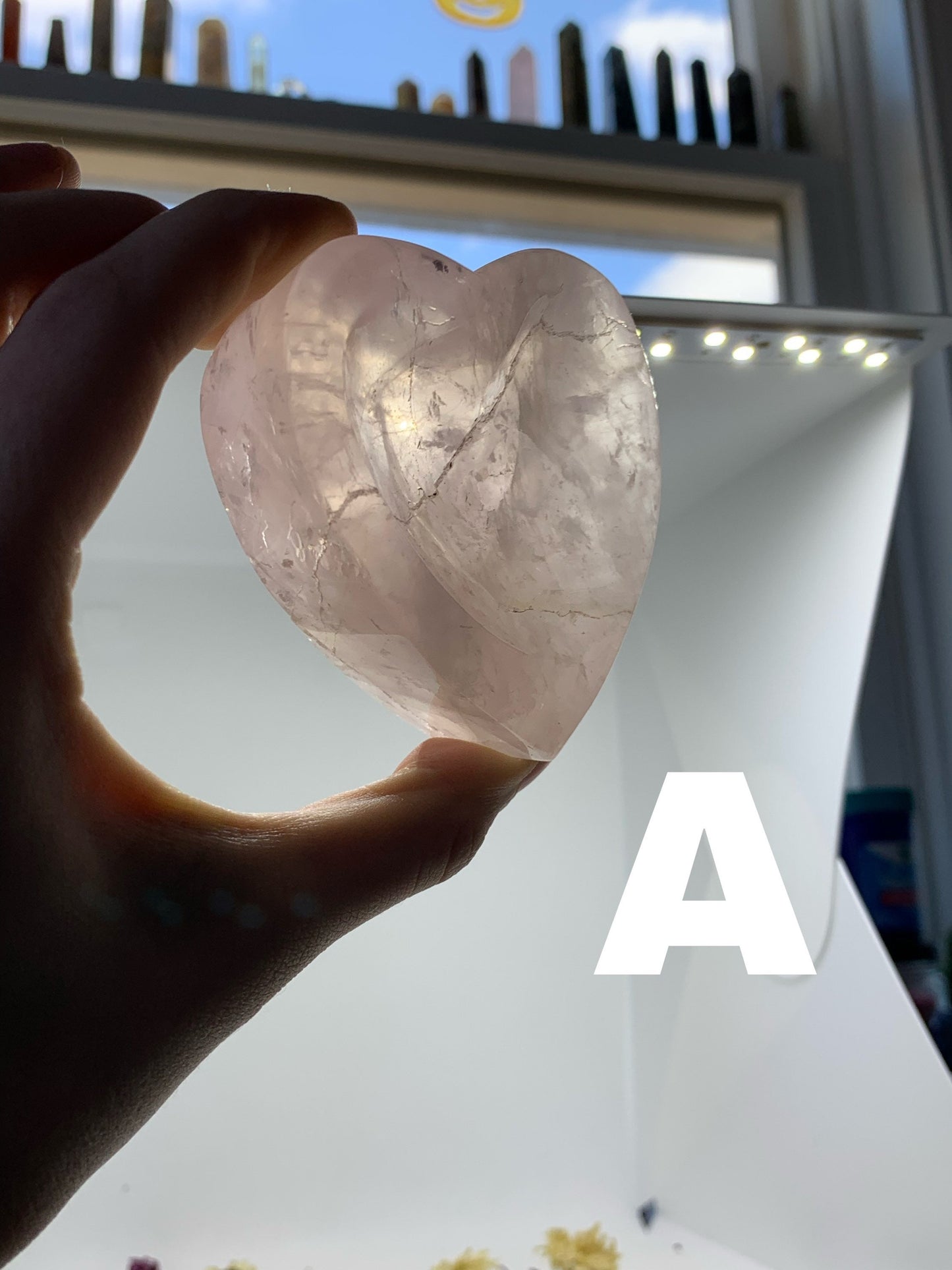 Crystal Heart and Teardrop Bowl Carvings Fluorite and Rose Quartz ( YOU CHOOSE )