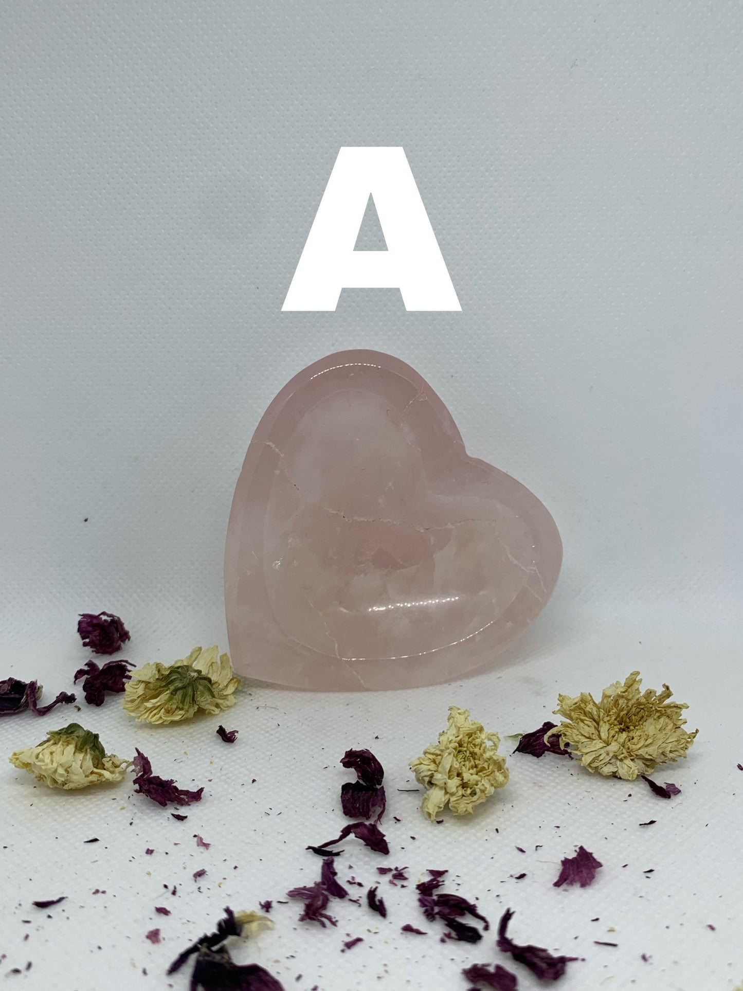 Crystal Heart and Teardrop Bowl Carvings Fluorite and Rose Quartz ( YOU CHOOSE )