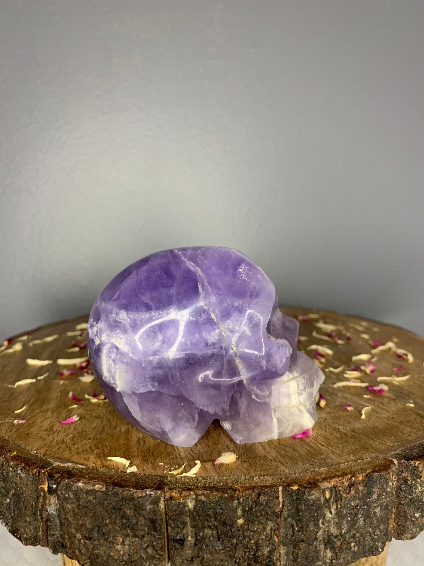 LARGE Purple Fluorite Skull Head Crystal Carving