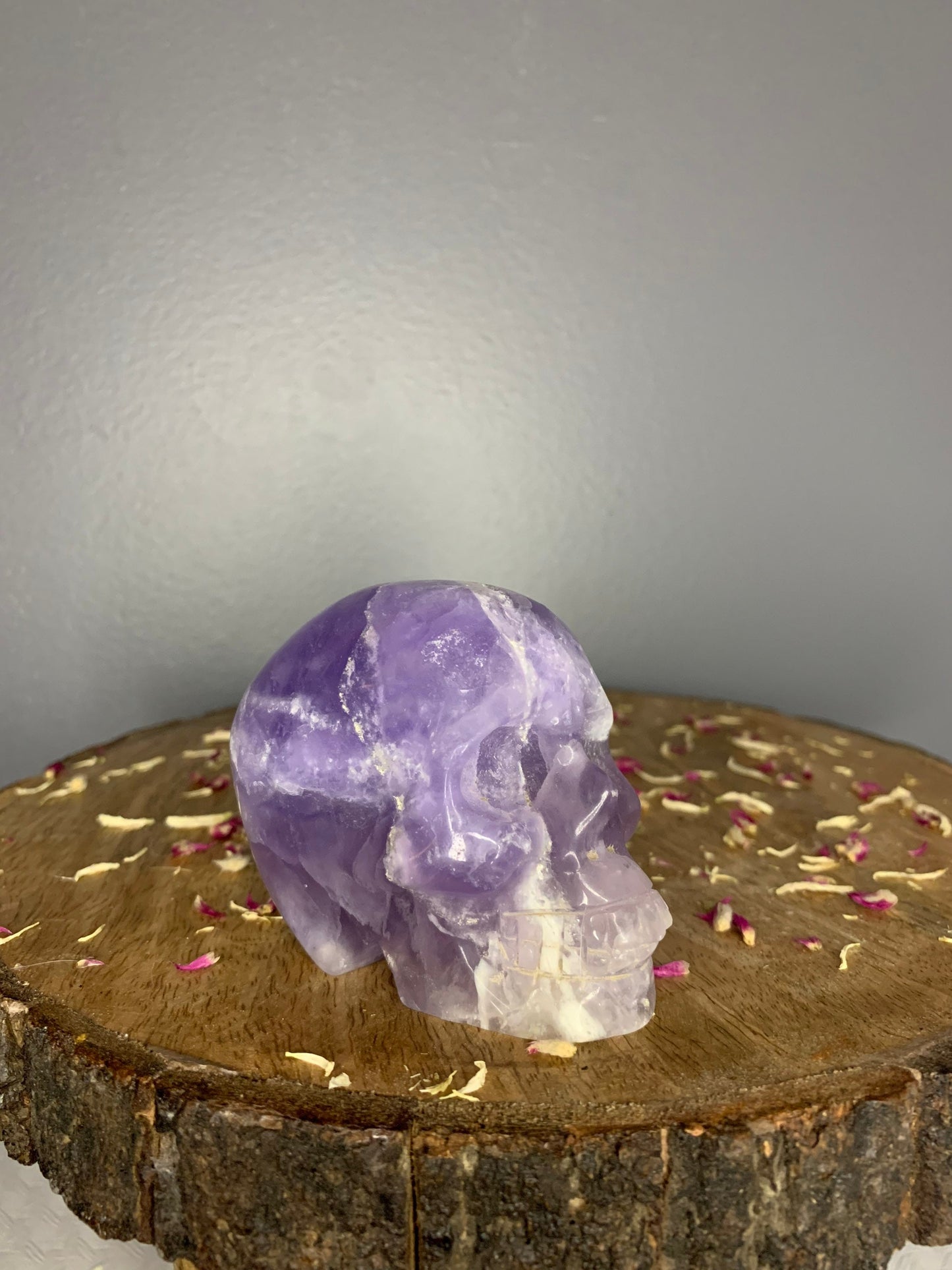 LARGE Purple Fluorite Skull Head Crystal Carving