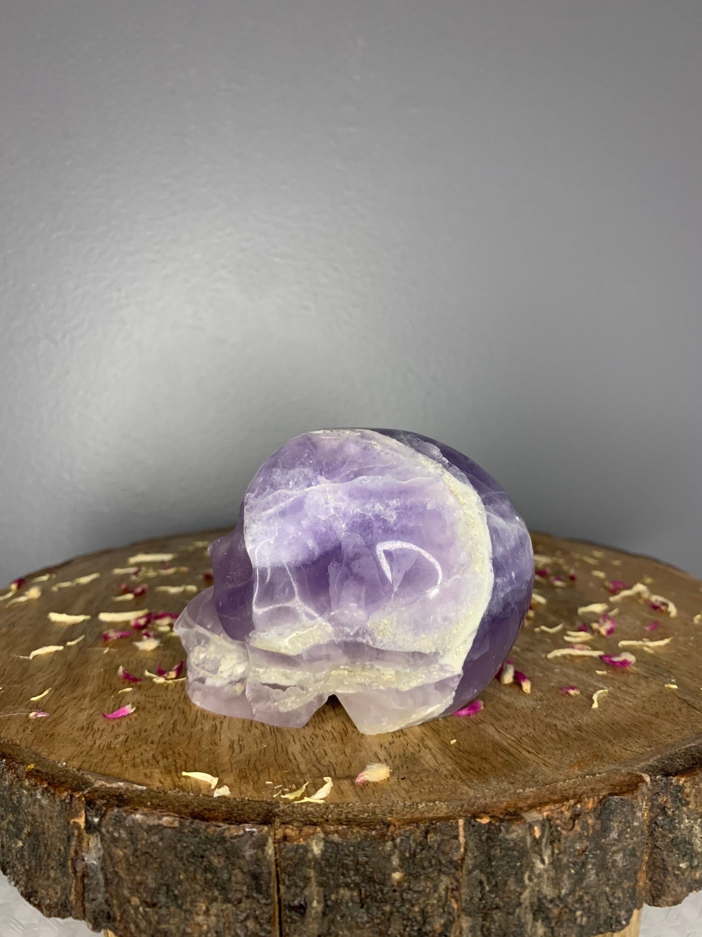 LARGE Purple Fluorite Skull Head Crystal Carving