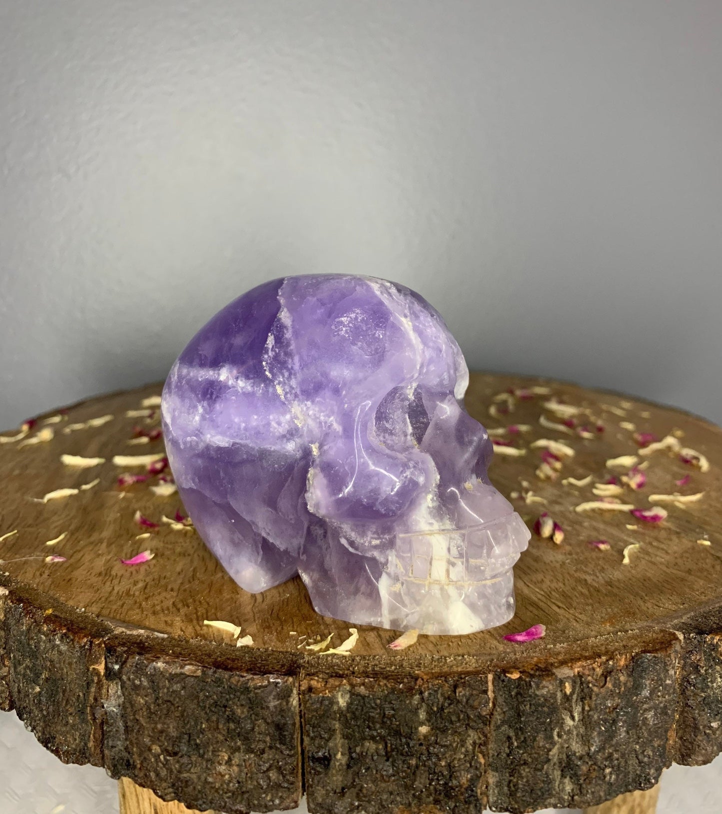 LARGE Purple Fluorite Skull Head Crystal Carving