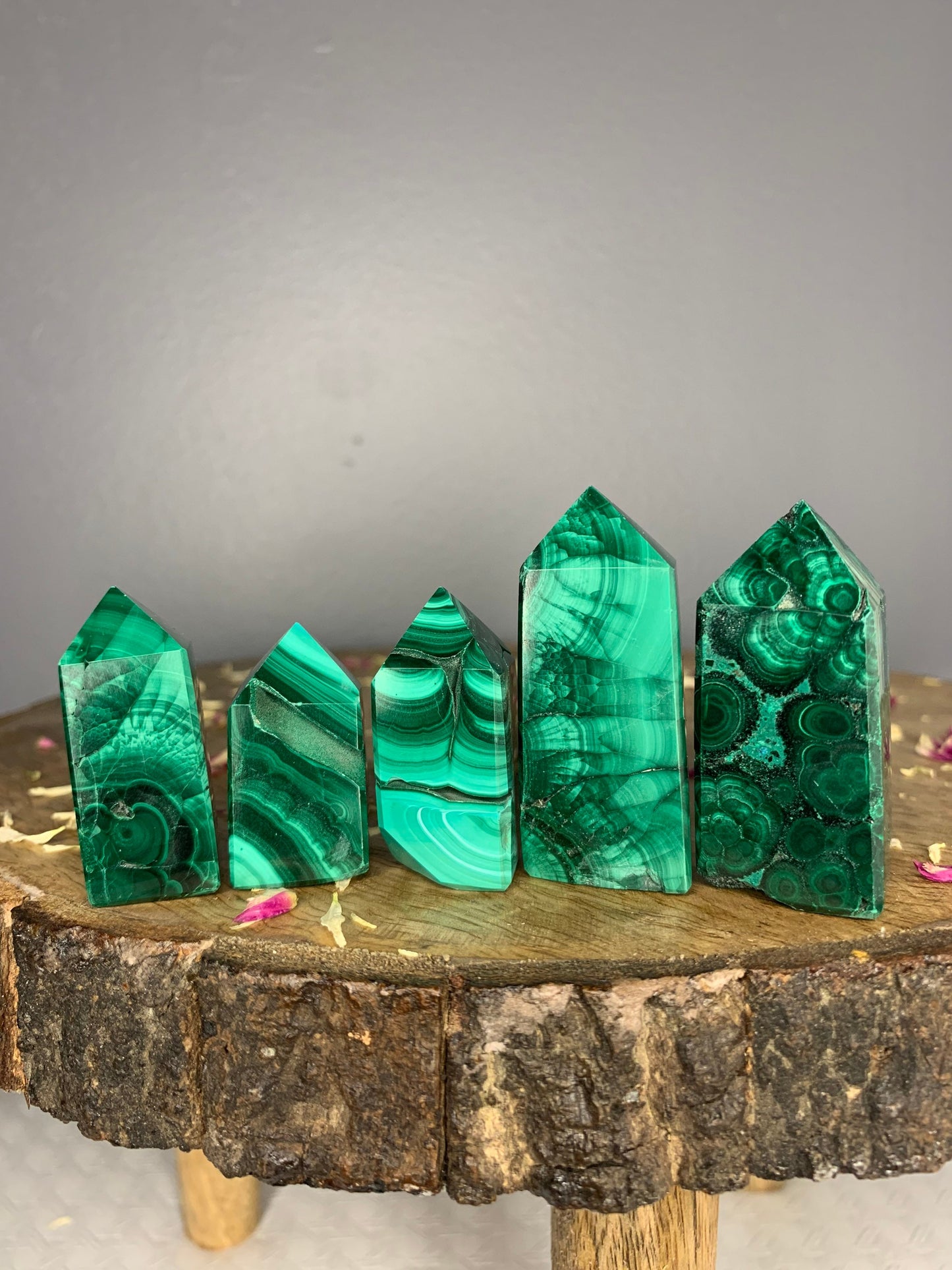 INTENSE QUALITY Malachite Crystal Polished Tower / Obelisk Carving ( you choose )