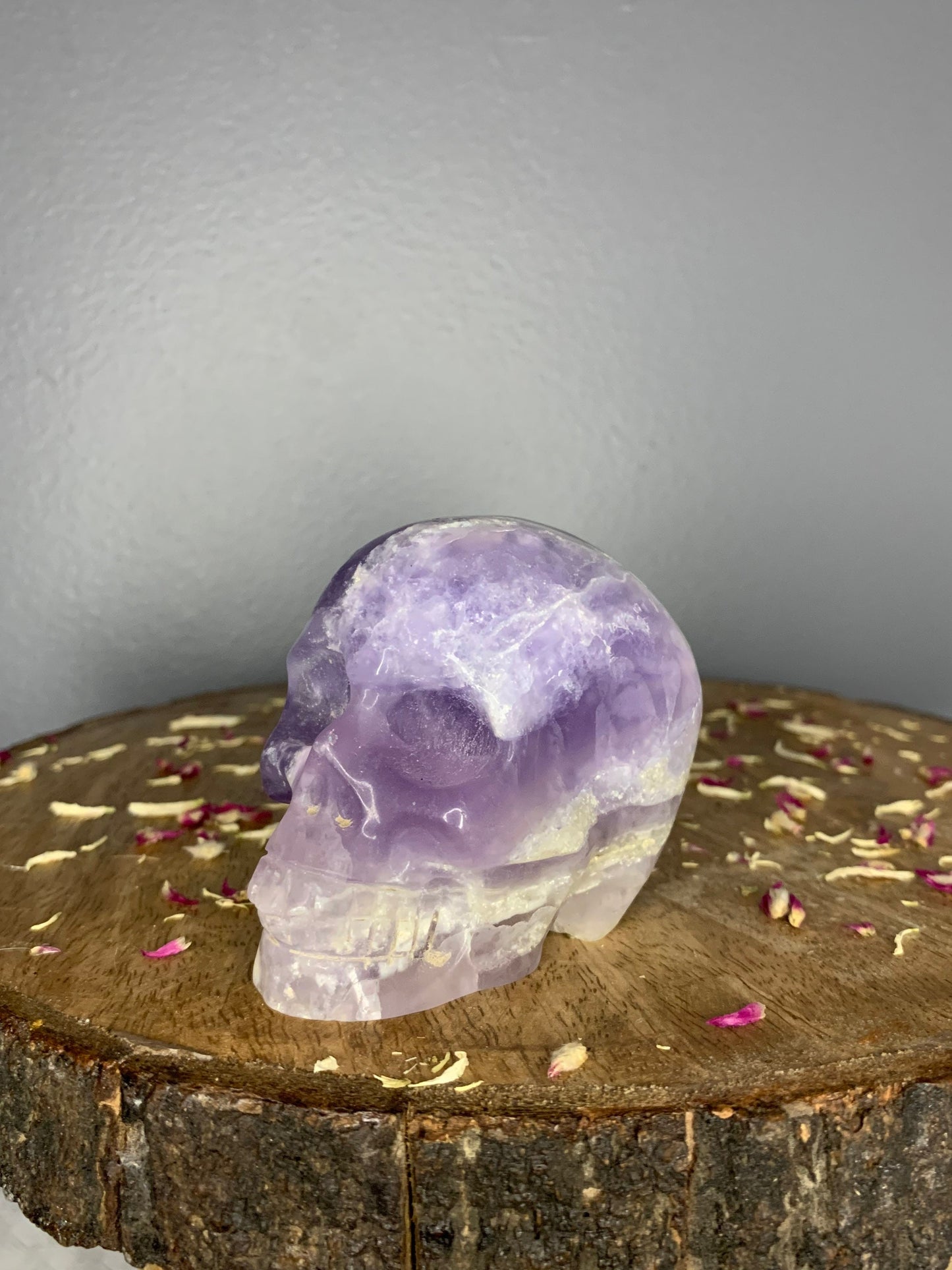 LARGE Purple Fluorite Skull Head Crystal Carving