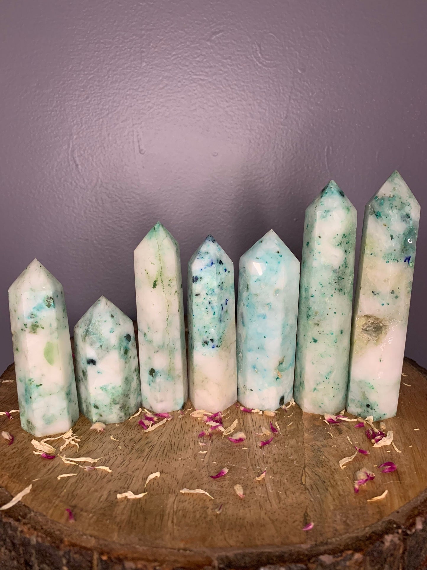 Phoenix Stone Chrysocolla Polished Crystal Tower Carvings ( YOU CHOOSE )