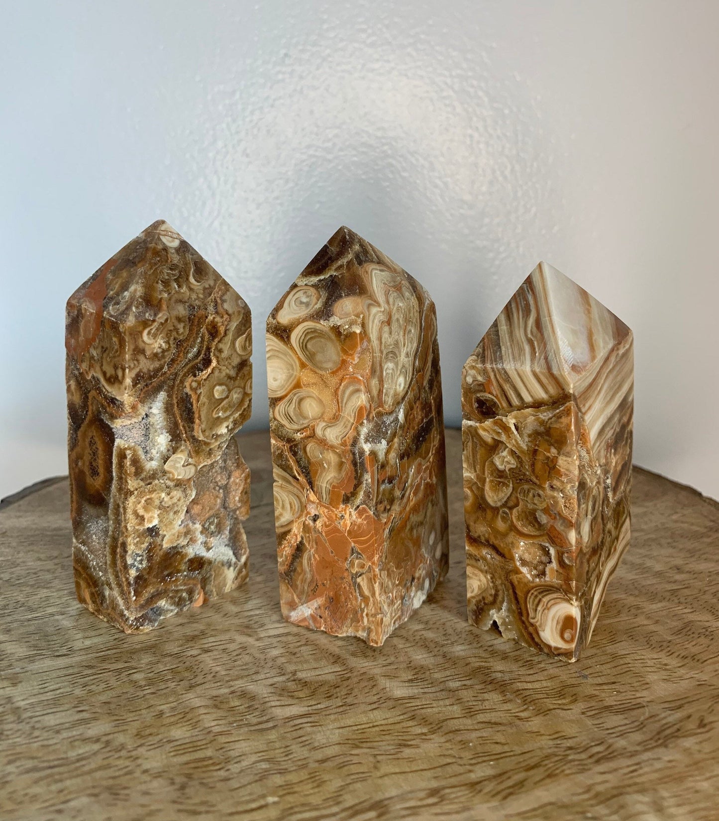 Amber Flower Agate Crystal Polished Carved Mineral Tower Obelisks ( YOU CHOOSE )