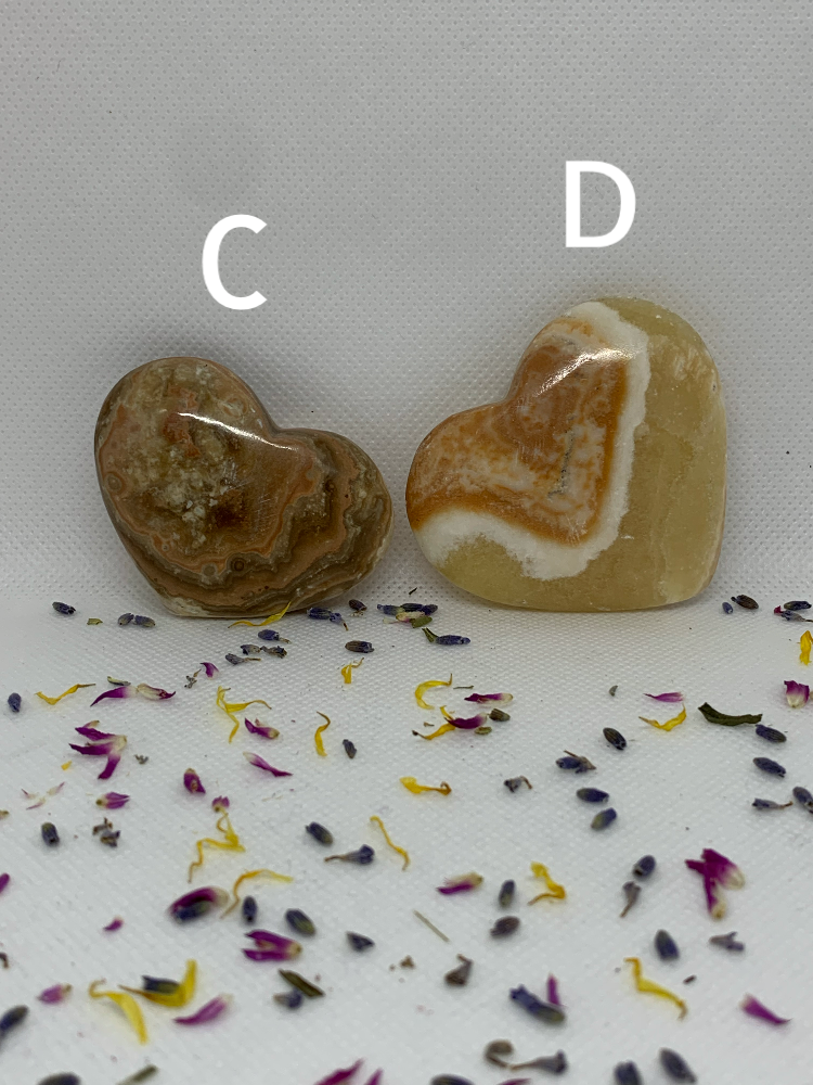 Polished Aragonite Crystal Heart Carvings ( YOU CHOOSE )