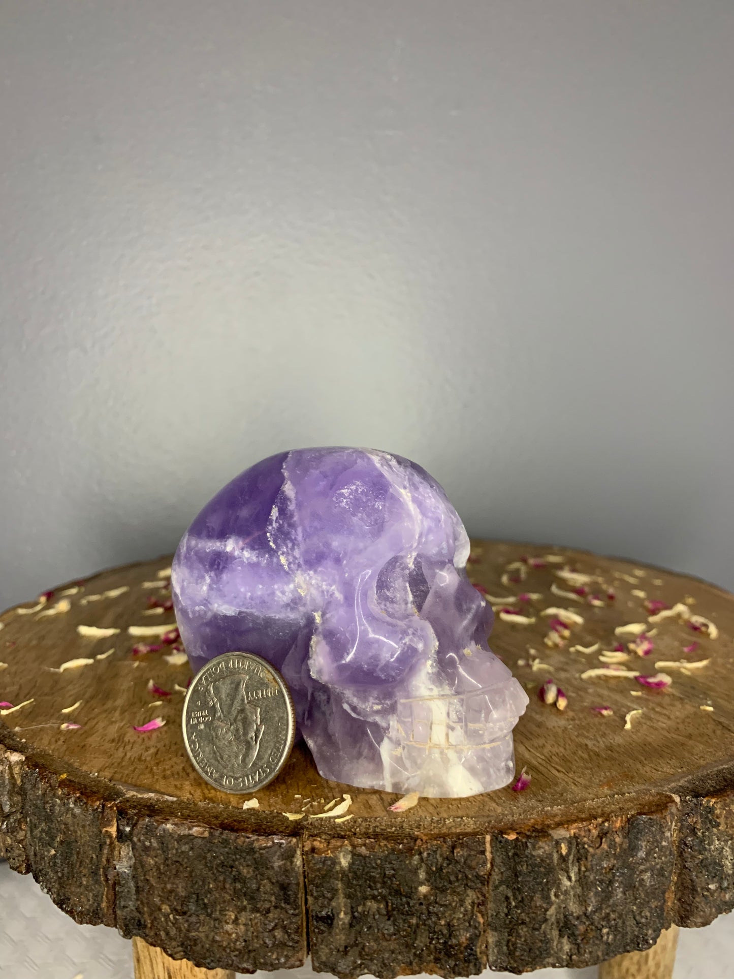 LARGE Purple Fluorite Skull Head Crystal Carving