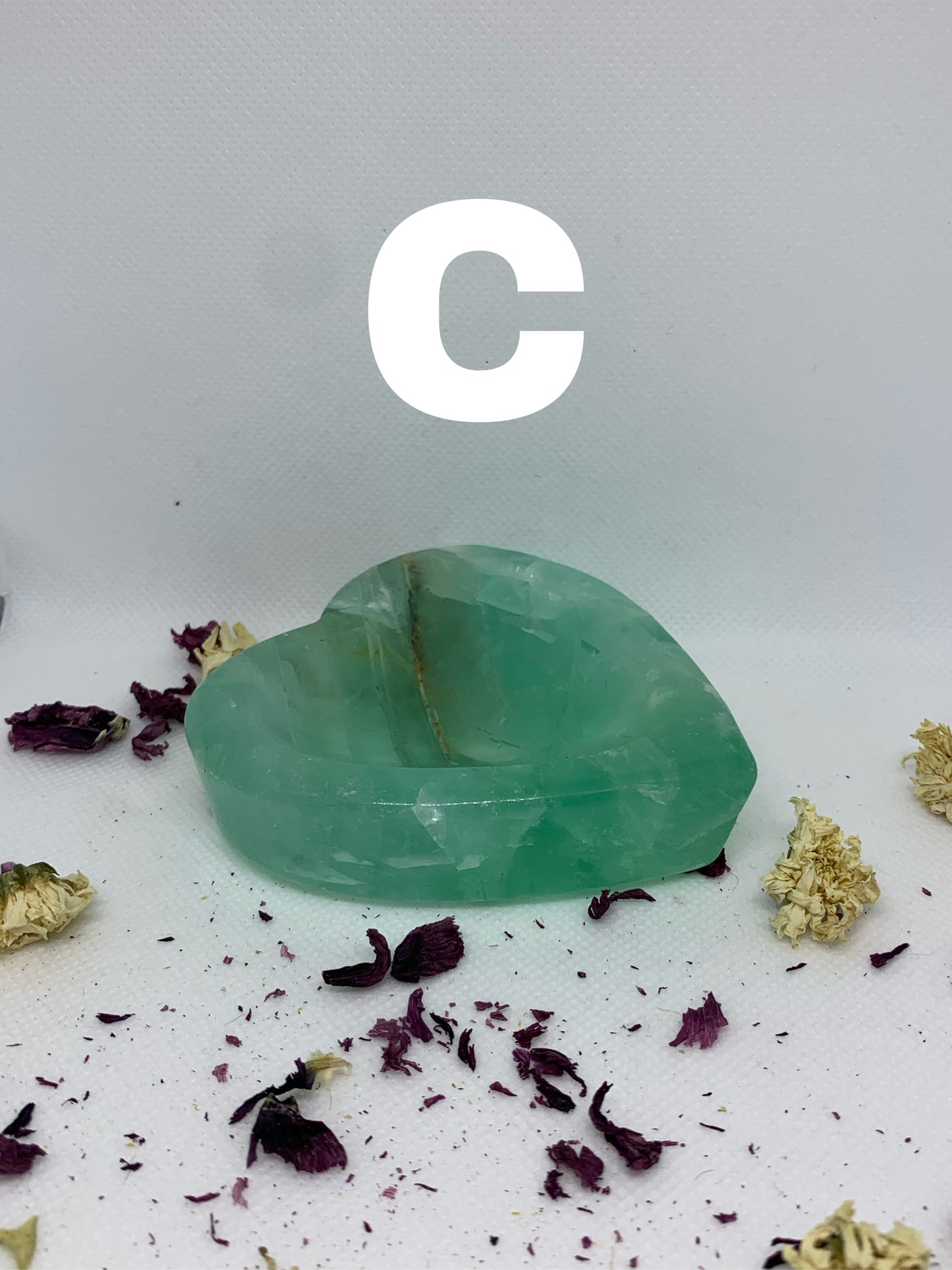 Crystal Heart and Teardrop Bowl Carvings Fluorite and Rose Quartz ( YOU CHOOSE )