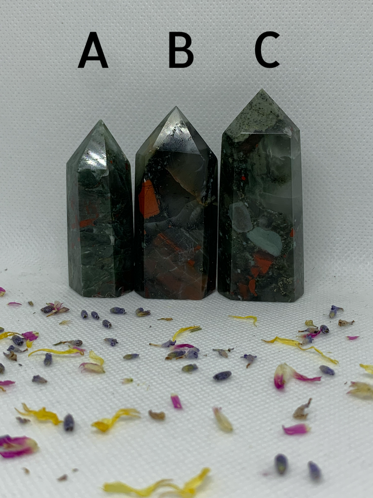 African Bloodstone Crystal Polished Carved Towers / Points ( YOU CHOOSE )