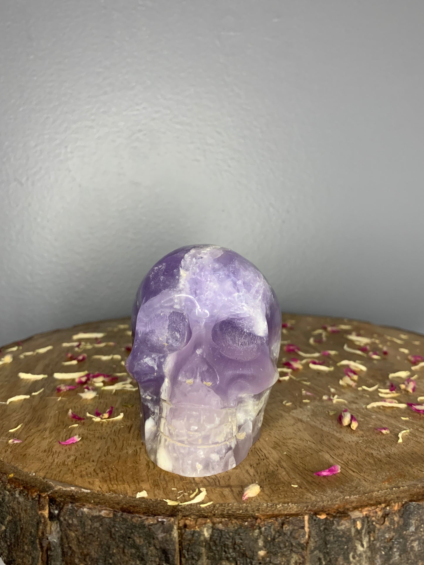 LARGE Purple Fluorite Skull Head Crystal Carving