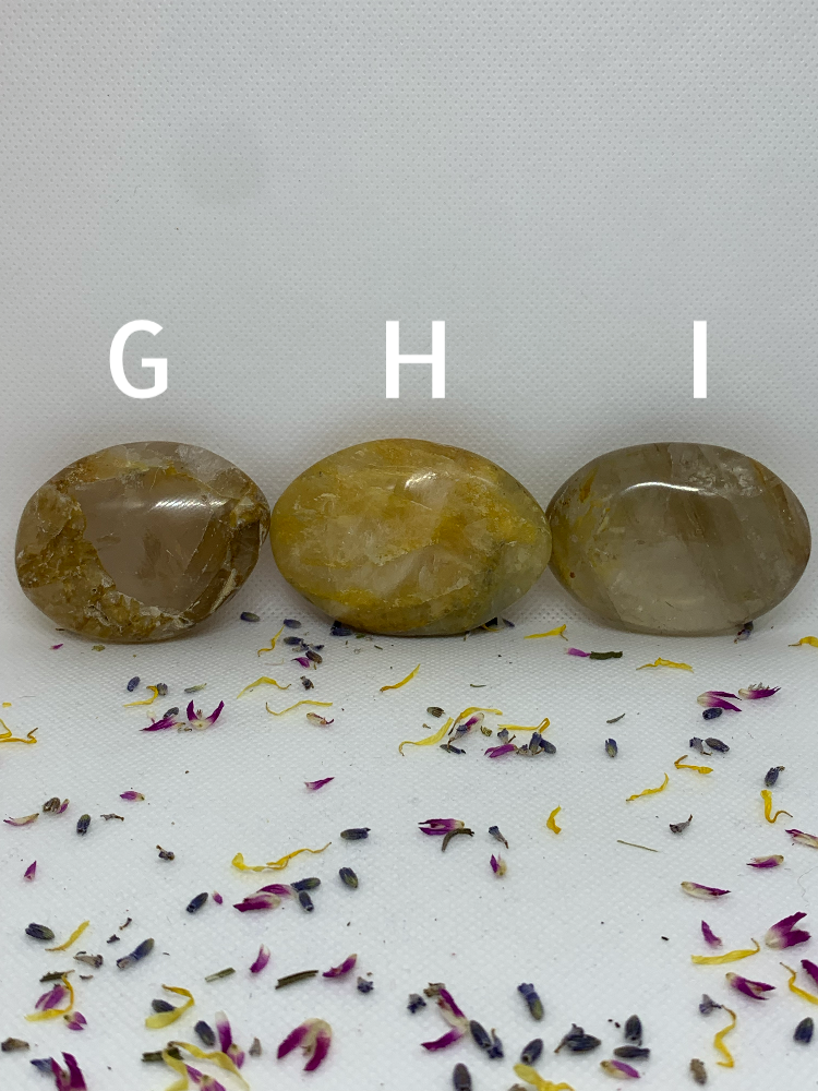 GoldenHealer Quartz Crystal Polished Carved Golden Hematoid Palm Stones ( YOU CHOOSE )