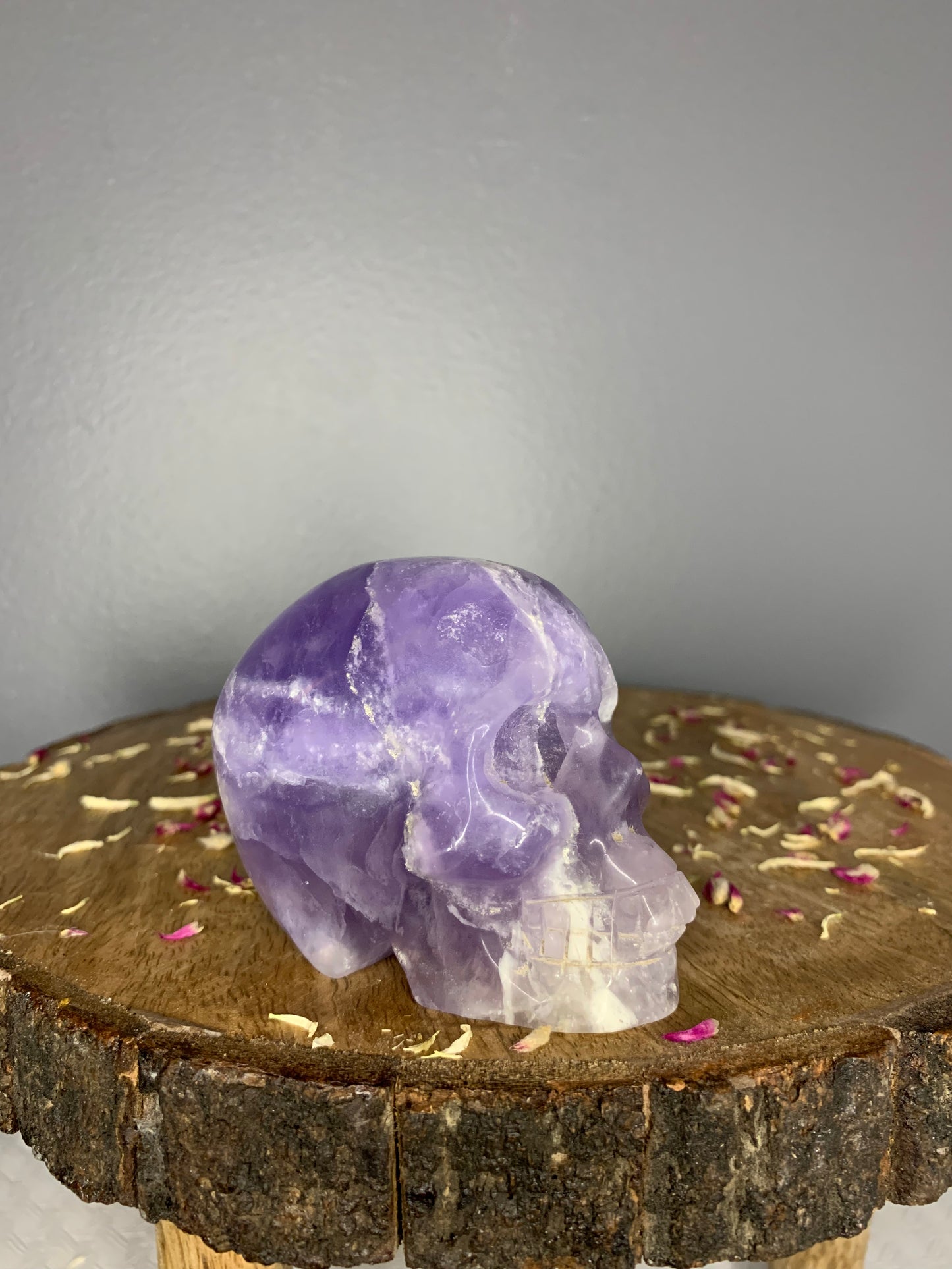 LARGE Purple Fluorite Skull Head Crystal Carving