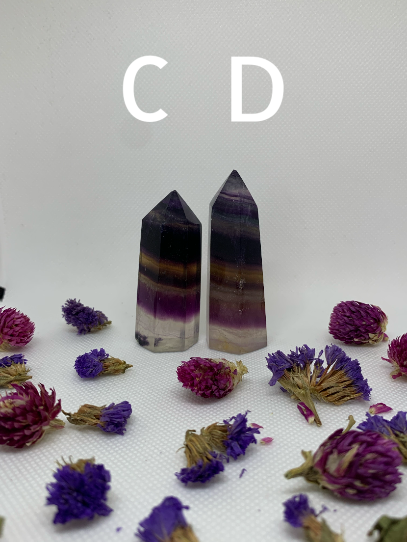 Multicolor Rainbow Fluorite Polished Crystal Carved Towers ( YOU CHOOSE )