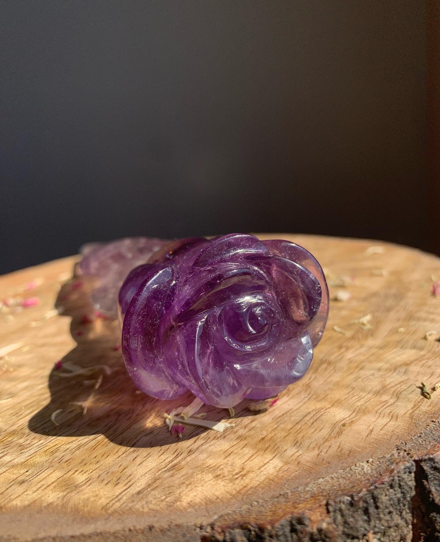 XL 8.3 Inch Amethyst Rose Crystal Flower Quartz Polished Wand Carving