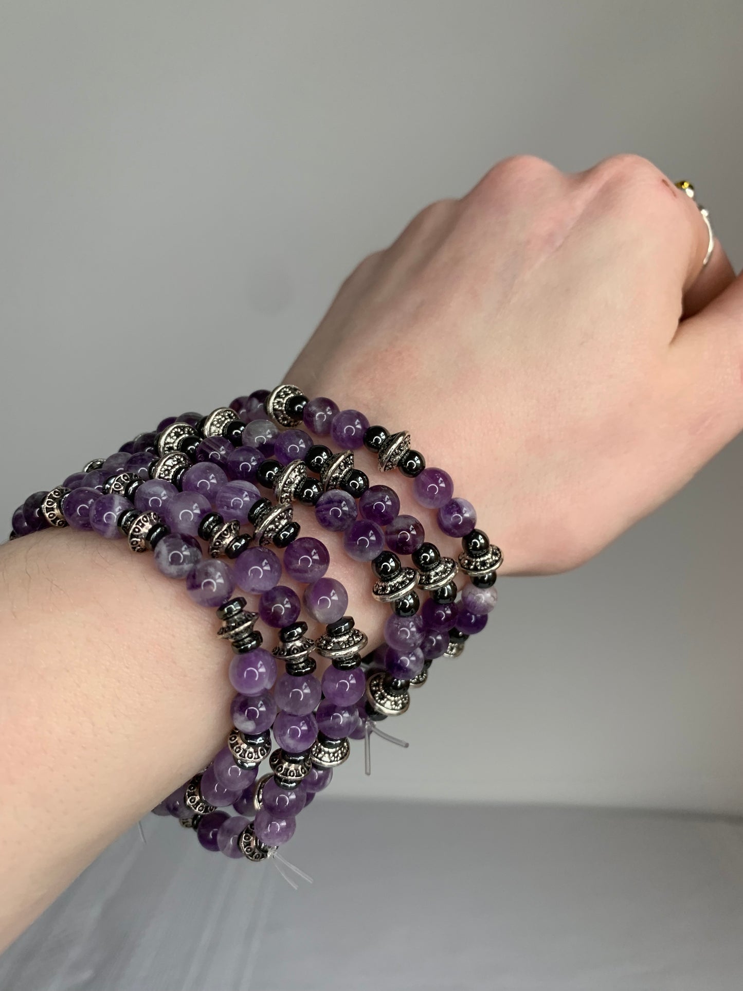 HANDMADE Crystal Bracelets Fluorite, Amethyst, Rose Quartz, Carnelian & Hematite Crystal Beaded Stretchy Jewelry Bracelets