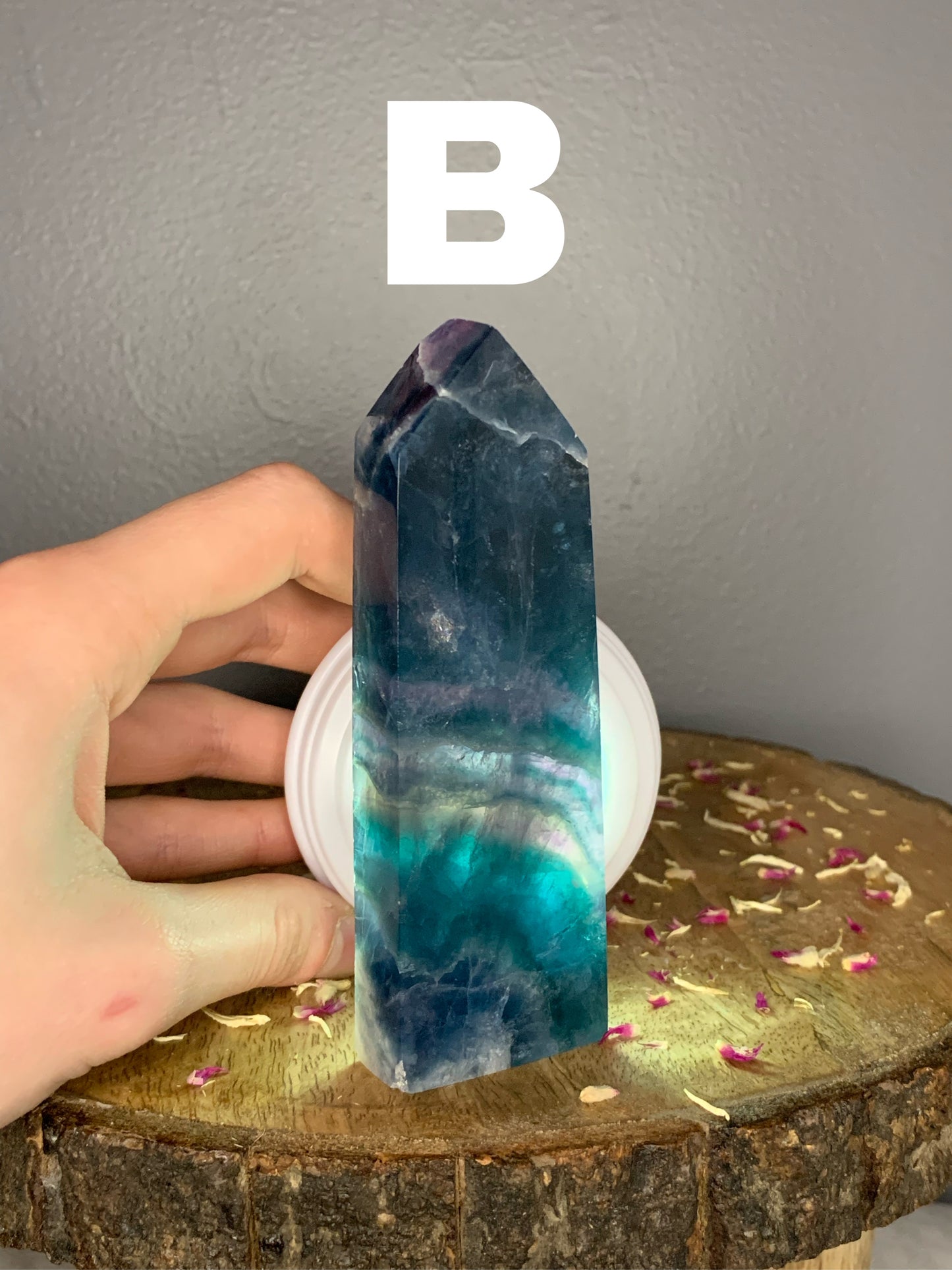 Wide Rainbow Fluorite Obelisk Towers Polished Crystal Carving