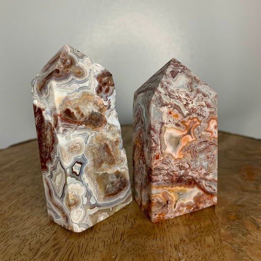 3 Inch Mexican Crazy Lace Agate Polished Crystal Tower Carving, Carved Agate Mineral Obelisk